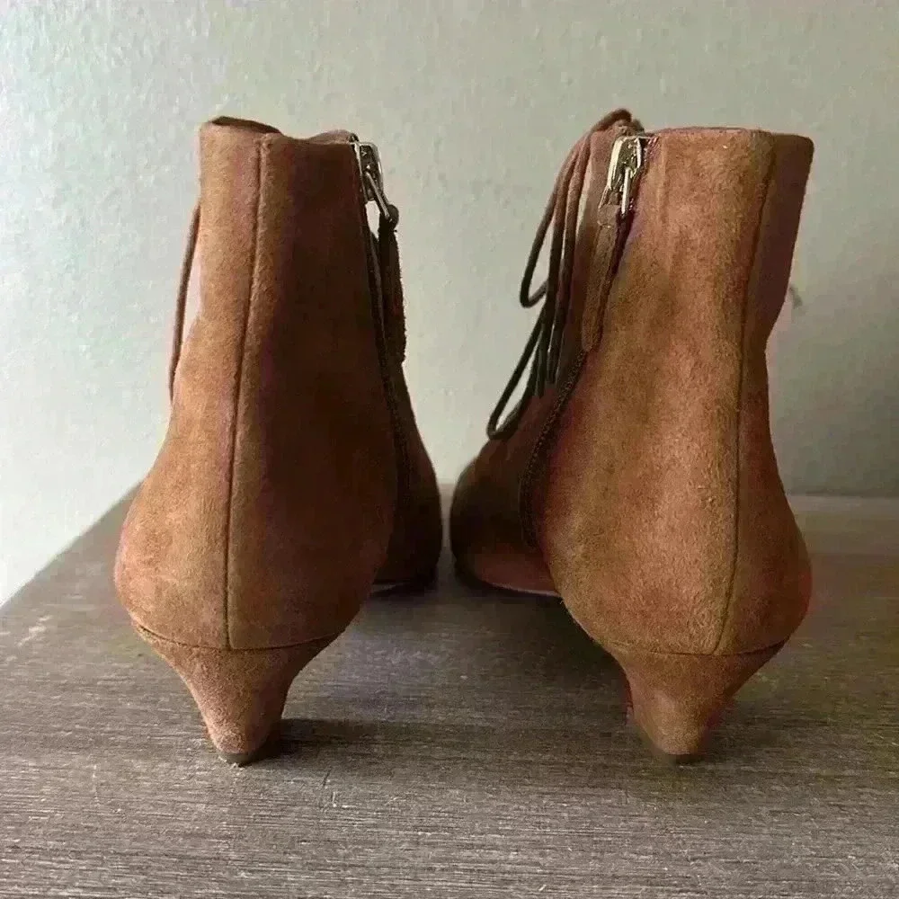 Nine West Shoes Women's 5.5 Beige Camel Tan Leather Yendira Ankle Bootie